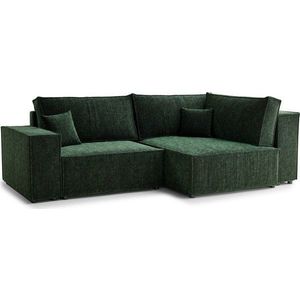 Tmavě zelená žinylková rozkládací/s úložným prostorem rohová pohovka (pravý roh/do L) Tonga – Maison de Rêve obraz