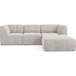 Béžová sametová rohová pohovka (pravý roh/s lenoškou) Aloha – Makamii obraz