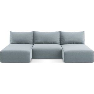 Modrá sametová rozkládací/s úložným prostorem rohová pohovka (do "U") Kalena – Makamii obraz