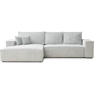 Světle šedá žinylková rozkládací/s úložným prostorem rohová pohovka (levý roh/s lenoškou) Maze – Maison de Rêve obraz