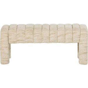 Béžová polstrovaná lavice z textilie bouclé Frex – WOOOD obraz