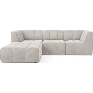 Béžová sametová rohová pohovka (levý roh/s lenoškou) Aloha – Makamii obraz