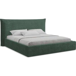 Zelená čalouněná dvoulůžková postel s úložným prostorem s roštem 160x200 cm Esala – Makamii obraz