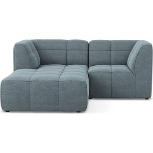 Modrá rohová pohovka z textilie bouclé (levý roh/s lenoškou) Aloha – Makamii obraz