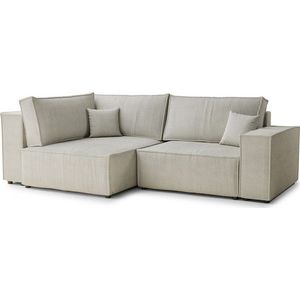 Krémová manšestrová rozkládací/s úložným prostorem rohová pohovka (levý roh/do L) Tonga – Maison de Rêve obraz