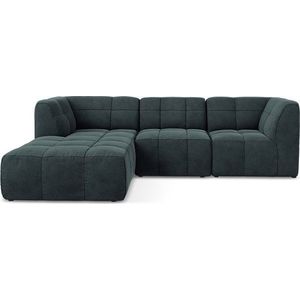 Modrá sametová rohová pohovka (levý roh/s lenoškou) Aloha – Makamii obraz