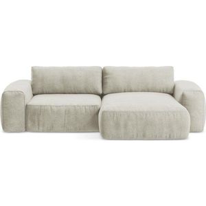 Béžová žinylková rozkládací rohová pohovka (pravý roh/s lenoškou) Kuki – Makamii obraz