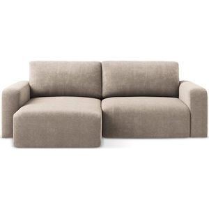 Béžová žinylková rozkládací/s úložným prostorem rohová pohovka (levý roh/s lenoškou) Kona – Makamii obraz