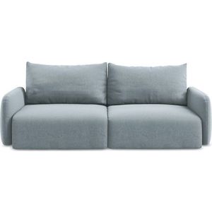 Modrá sametová rozkládací/s úložným prostorem pohovka 238 cm Kalena – Makamii obraz