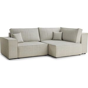 Krémová manšestrová rozkládací/s úložným prostorem rohová pohovka (pravý roh/do L) Tonga – Maison de Rêve obraz