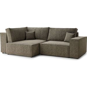 Hnědá žinylková rozkládací/s úložným prostorem rohová pohovka (levý roh/do L) Tonga – Maison de Rêve obraz