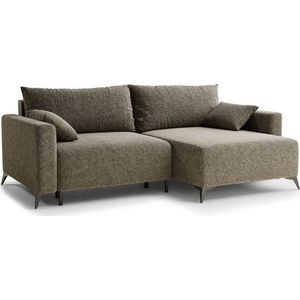 Hnědá žinylková rozkládací/s úložným prostorem rohová pohovka (pravý roh/s lenoškou) Leon – Maison de Rêve obraz