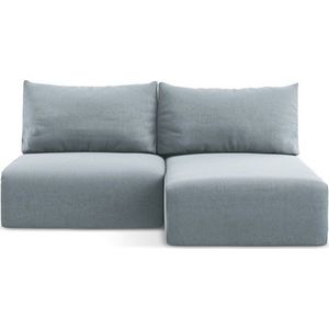 Modrá sametová rozkládací/s úložným prostorem rohová pohovka (pravý roh/s lenoškou) Kalena – Makamii obraz