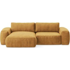 Žinylková rozkládací rohová pohovka v hořčicové barvě (levý roh/s lenoškou) Kuki – Makamii obraz