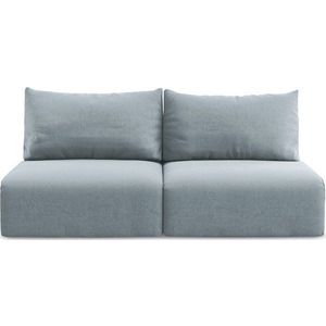 Modrá sametová rozkládací/s úložným prostorem pohovka 216 cm Kalena – Makamii obraz