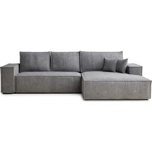 Šedá žinylková rozkládací/s úložným prostorem rohová pohovka (pravý roh/s lenoškou) Maze – Maison de Rêve obraz