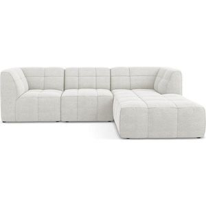 Bílá rohová pohovka z textilie bouclé (pravý roh/s lenoškou) Aloha – Makamii obraz