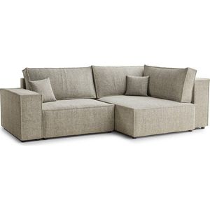 Béžová žinylková rozkládací/s úložným prostorem rohová pohovka (pravý roh/do L) Tonga – Maison de Rêve obraz