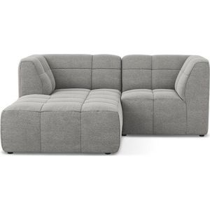 Šedá rohová pohovka z textilie bouclé (levý roh/s lenoškou) Aloha – Makamii obraz