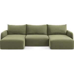 Zelená sametová rozkládací/s úložným prostorem rohová pohovka (do "U") Kalena – Makamii obraz