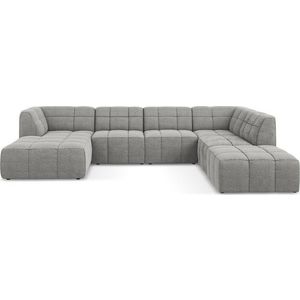 Šedá rohová pohovka z textilie bouclé (do "U") Aloha – Makamii obraz