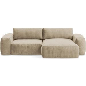 Světle hnědá žinylková rozkládací rohová pohovka (pravý roh/s lenoškou) Kuki – Makamii obraz