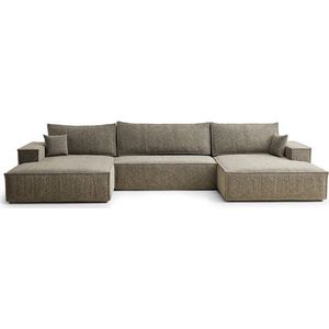 Hnědá žinylková rozkládací/s úložným prostorem rohová pohovka (do "U") Kyoto – Maison de Rêve obraz