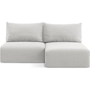 Světle šedá sametová rozkládací/s úložným prostorem rohová pohovka (pravý roh/s lenoškou) Kalena – Makamii obraz