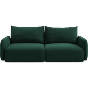 Tmavě zelená sametová rozkládací/s úložným prostorem pohovka 238 cm Kalena – Makamii obraz