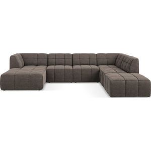 Hnědá rohová pohovka z textilie bouclé (do "U") Aloha – Makamii obraz