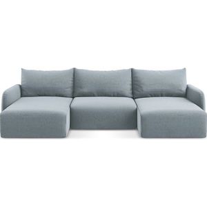 Modrá sametová rozkládací/s úložným prostorem rohová pohovka (do "U") Kalena – Makamii obraz