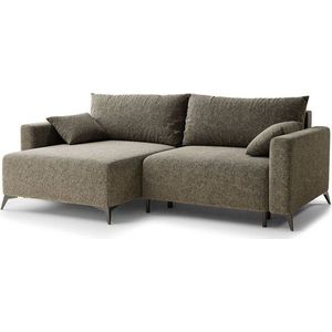 Hnědá žinylková rozkládací/s úložným prostorem rohová pohovka (levý roh/s lenoškou) Leon – Maison de Rêve obraz