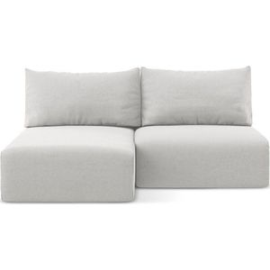 Světle šedá sametová rozkládací/s úložným prostorem rohová pohovka (levý roh/s lenoškou) Kalena – Makamii obraz