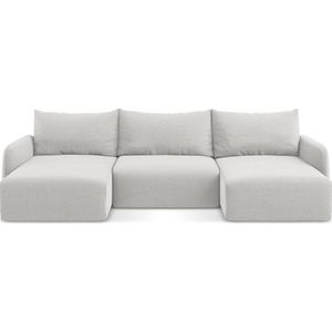 Světle šedá sametová rozkládací/s úložným prostorem rohová pohovka (do "U") Kalena – Makamii obraz