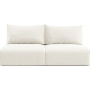 Krémová sametová rozkládací/s úložným prostorem pohovka 216 cm Kalena – Makamii obraz