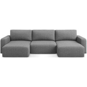 Šedá manšestrová rozkládací/s úložným prostorem rohová pohovka (do "U") Kona – Makamii obraz