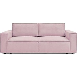 Světle růžová manšestrová rozkládací pohovka 245 cm Nihad – Bobochic Paris obraz