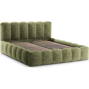 Zelená čalouněná dvoulůžková postel s úložným prostorem a roštem 160x200 cm Lupine – Micadoni Home obraz