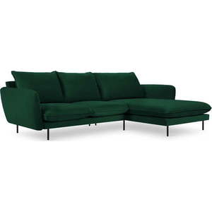 Tmavě zelená sametová rohová pohovka (pravý roh) Vienna – Cosmopolitan Design obraz