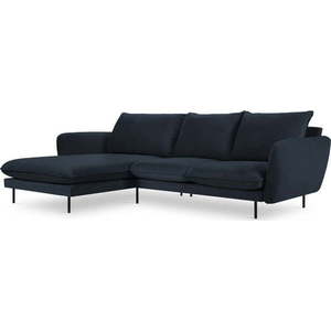 Tmavě modrá sametová rohová pohovka (levý roh) Vienna – Cosmopolitan Design obraz