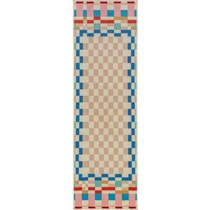 Běhoun s příměsí vlny 80x300 cm Checkered Border – Flair Rugs obraz