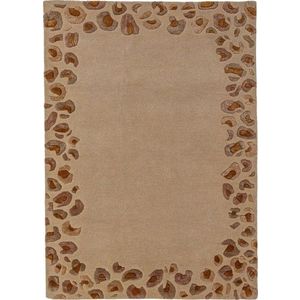 Ručně tkaný koberec s příměsí vlny v přírodní barvě 140x200 cm Leopard Frame – Flair Rugs obraz