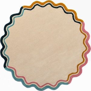 Ručně tkaný vlněný kulatý koberec v přírodní barvě ø 180 cm Leo Scallop – Flair Rugs obraz