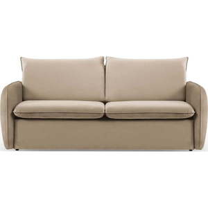 Béžová sametová rozkládací pohovka 194 cm Vienna – Cosmopolitan Design obraz