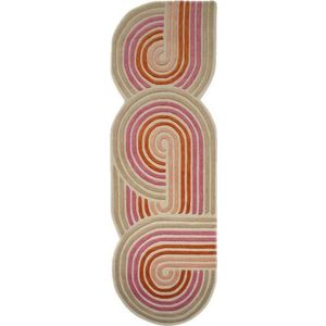 Růžový ručně tkaný vlněný běhoun 80x300 cm Spiral Shaped – Flair Rugs obraz