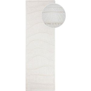 Bílý ručně tkaný běhoun s příměsí vlny 80x230 cm Sculptured Wave – Flair Rugs obraz