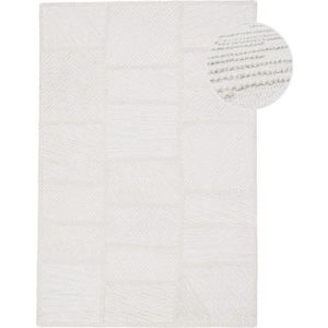 Bílý ručně tkaný koberec s příměsí vlny 200x300 cm Sculptured Blocks – Flair Rugs obraz