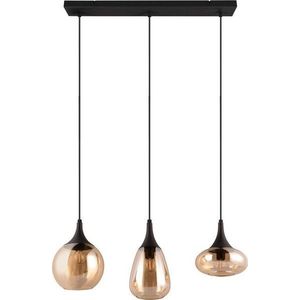 Černo-oranžové závěsné svítidlo se skleněným stínidlem Lumina – Trio obraz