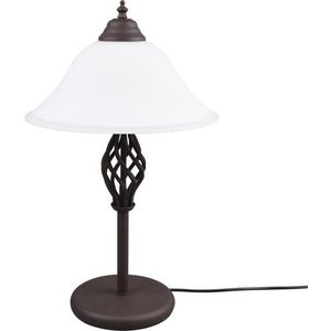 Tmavě hnědá stolní lampa se skleněným stínidlem (výška 50 cm) Rustica – Trio obraz