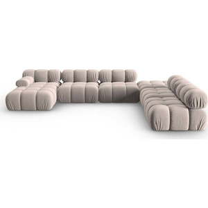 Světle hnědá sametová modulární rohová pohovka (pravý roh/do "U") Bellis – Micadoni obraz